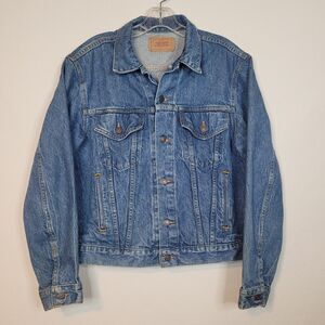 Vintage Levi's 70506-0214 TAG Size 44 Blue Jean Trucker Jacket III Orange Stitch